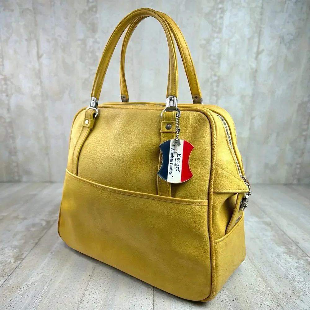 Vintage Mustard Yellow American Tourister Escort Structured Doctor Bag
